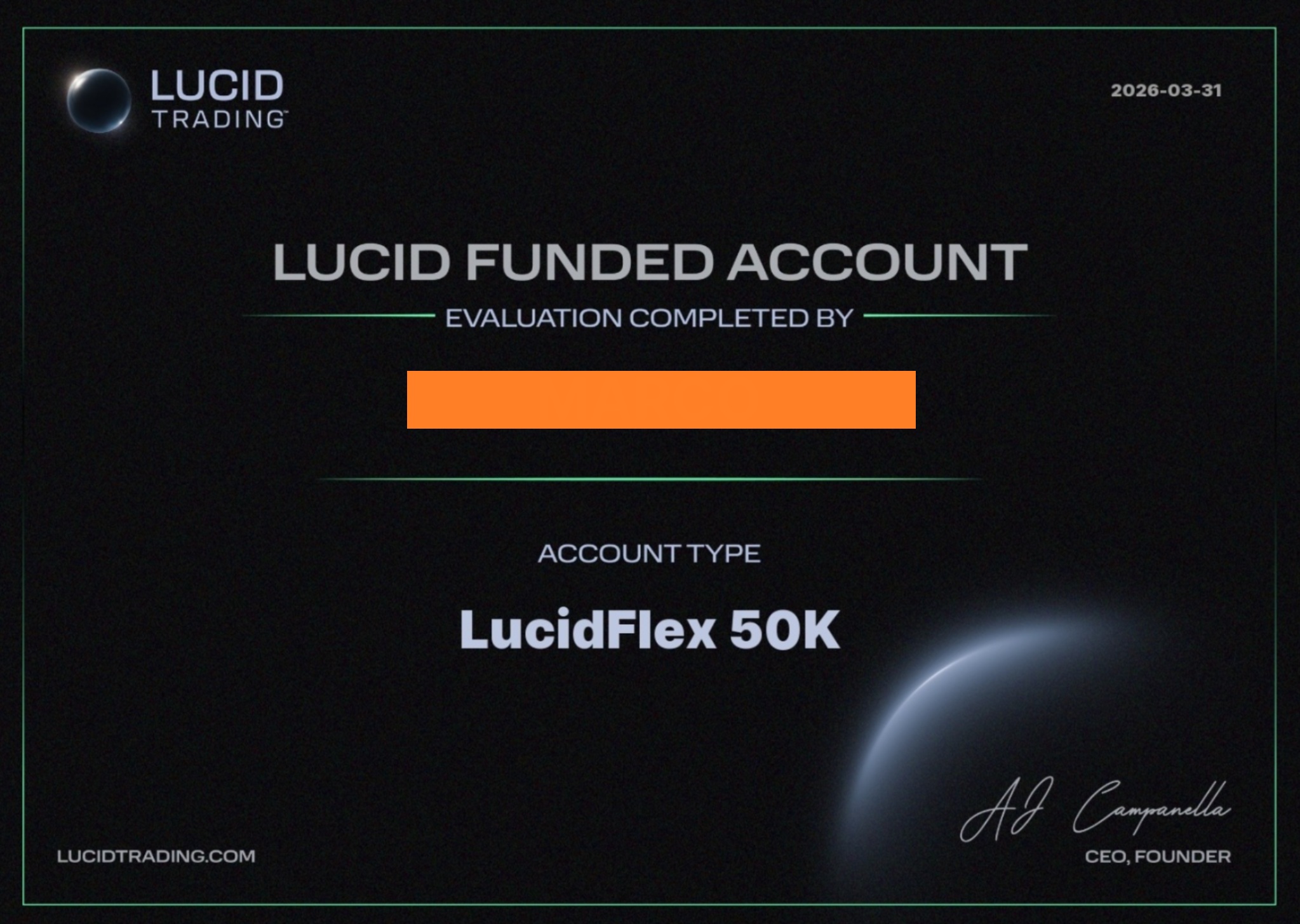 Lucid Trading certificate
